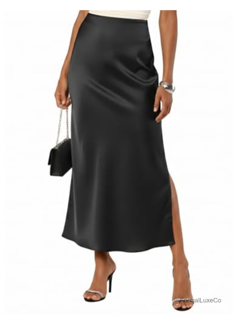 Satin Maxi Skirt High Waisted Silk Long Skirt